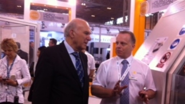 Vince Cable MP, talking to manufacturing exhibitors in the Midlands
