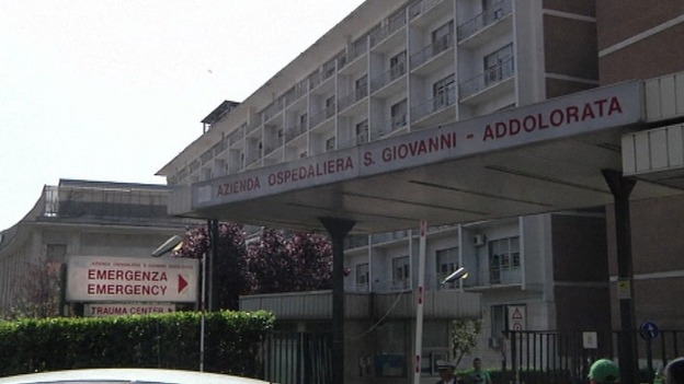 Rome's Policlinico Umberto I Hospital, where the police officer is in a serious condition.
