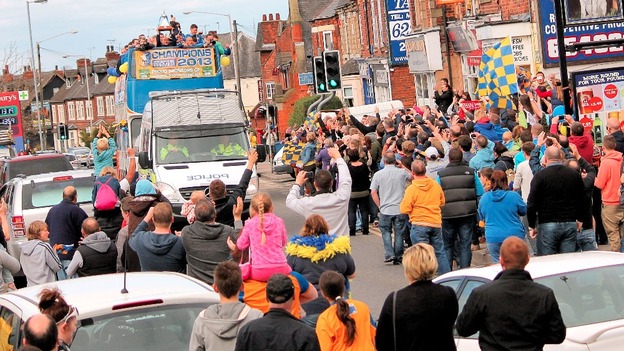 Thousands turned out to celebrate Mansfield's promotion