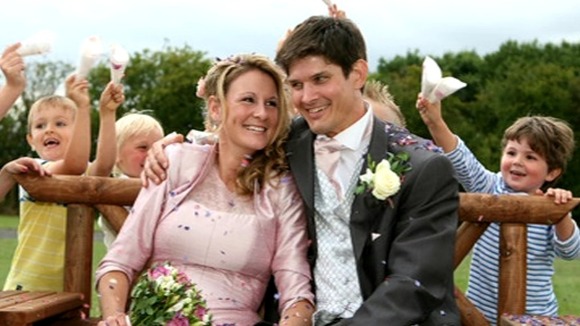 Claire Lomas and husband Dan on their wedding day
