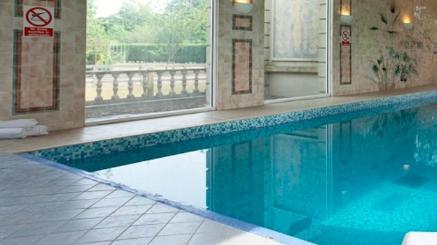 The pool at Down Hall Country House Hotel