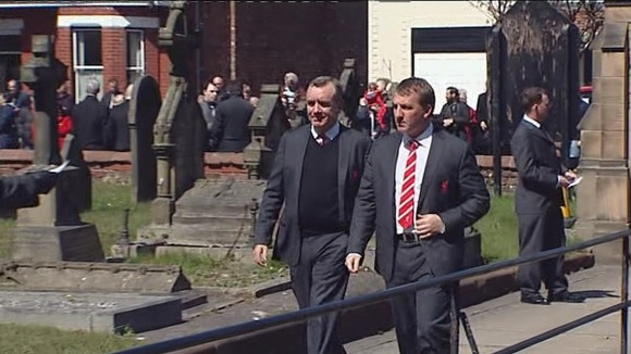 Brendan Rodgers arriving at the service in Formby.