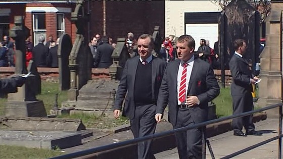 Brendan Rodgers arriving at the service in Formby.