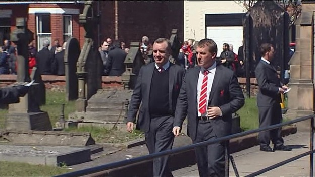 Brendan Rodgers arriving at the service in Formby.