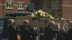Anne William's coffin is carried into the church