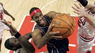 Jason Collins playing for the New Jersey Nets