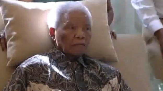 This is the first time Nelson Mandela has been seen since he was discharged from hospital.