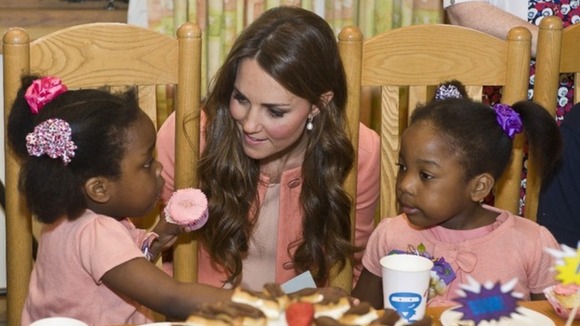 The Duchess of Cambridge meeting children and staff as she visits Naomi House Children's Hospice