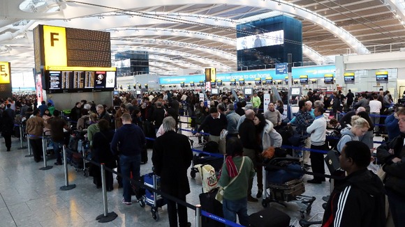 Passengers queueing at Heathrow's Terminal 5