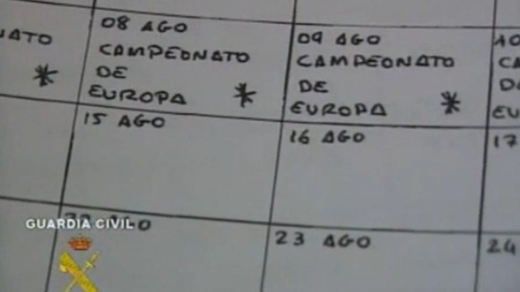Sporting events marked on a calendar in Dr Fuentes' clinic