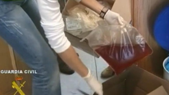 Police image of a blood bag being recovered