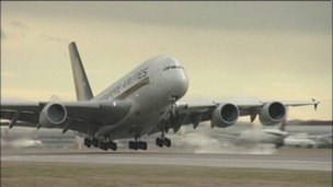 Plane taking off at Heathrow 