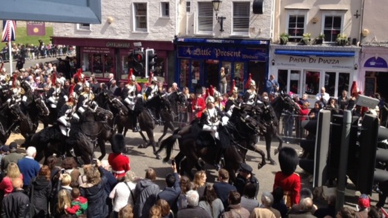 Horseguards marching down the street in Windsor
