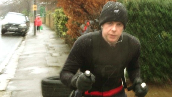 Philip in training before the trip