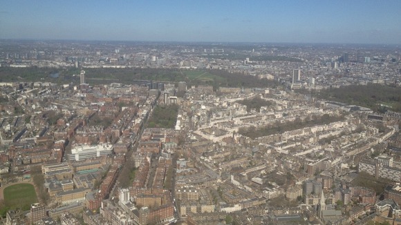 Aerial view over London