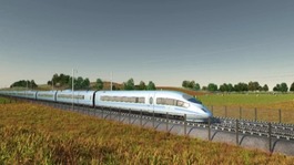 Promotional image of HS2 in countryside