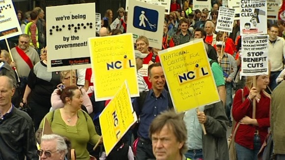 Disability campaigners protesting in London