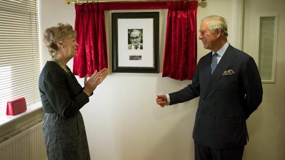 Prince Charles unveils a portrait of Samaritans founder Dr Chad Varah
