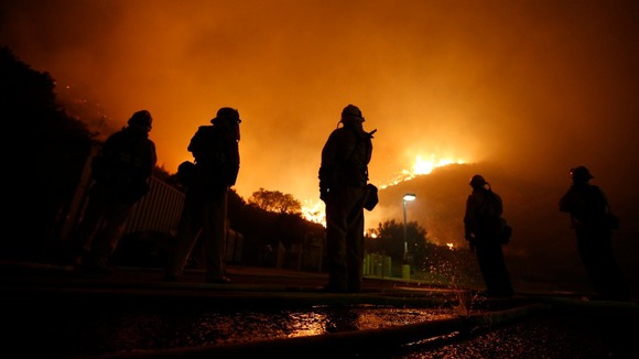 Firefighters at the scene of a blaze.