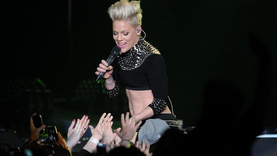 Pink performs on stage at the LG Arena, Birmingham. Picture date: Sunday April 21, 2013.