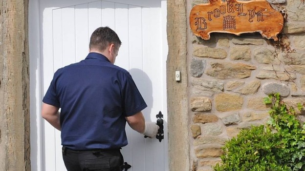 Police outside doorway