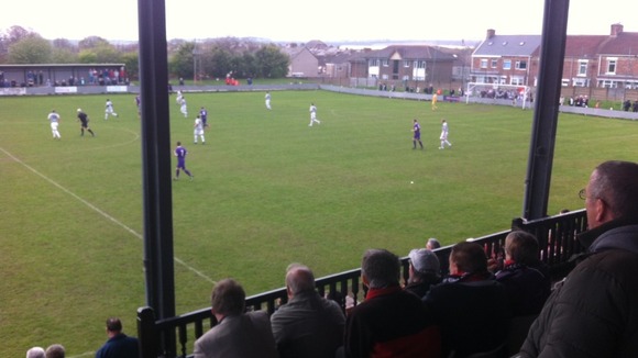 Spennymoor fans in the stands for the game against Shildon.