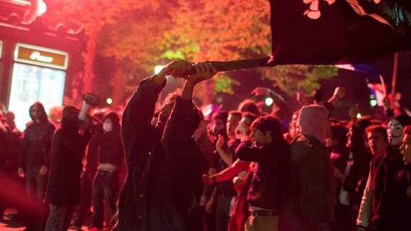 Far right protesters protest against plans to legalise gay marriage.