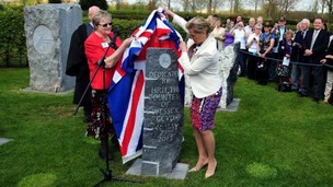 The Countess of Wessex unveils a memorial in honour of the Bevin Boys