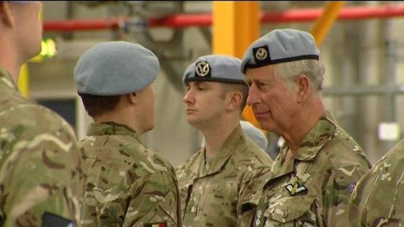 Prince Charles on his visit at Wattisham Airfield in Suffolk