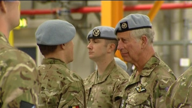 Prince Charles on his visit at Wattisham Airfield in Suffolk
