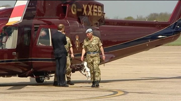 Prince Charles arrives at Wattisham Airfield in Suffolk