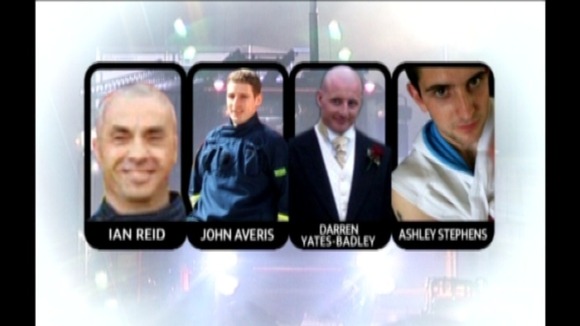 Four Warwickshire firefighters who died in November 2007