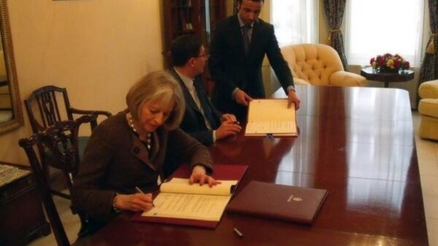 The Home Secretary with the Jordanian Ambassador to the UK