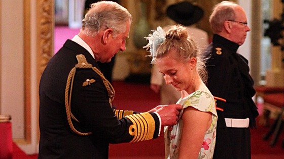 Olympic rower Katherine Copeland receives her MBE Prince of Wales.