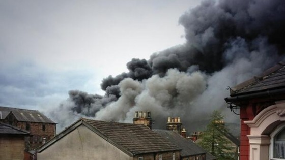 Smoke rises after the reported explosions in Belper, Derbyshire