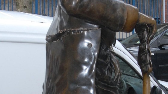 Police believe two men, thought to be in their 20s, pushed the statue over
