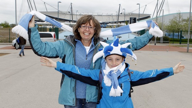 Coach loads of Man City fans set off for London from the Etihad Stadium today