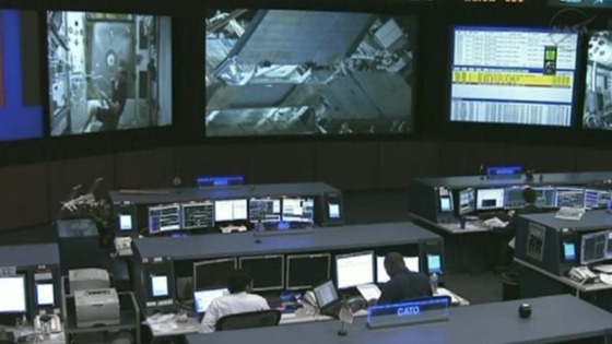 The NASA control centre prepares to guide the astronauts