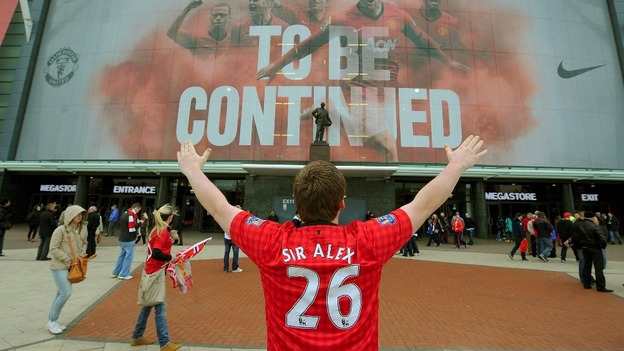 Fans arrived early at Old Trafford to pay tribute to their most successful manager
