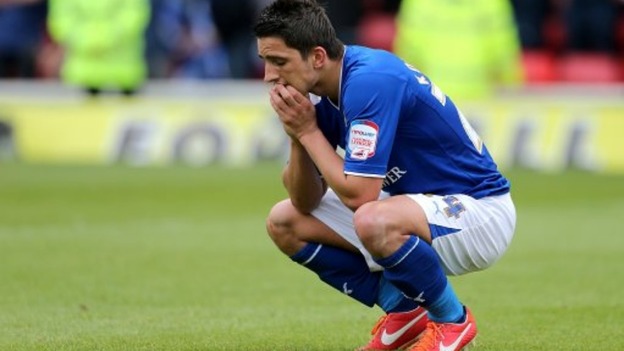 Leicester City's Anthony Knockaert looks dejected on the pitch after Watford score their third goal of the game