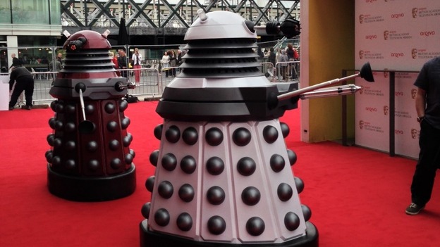 Two daleks patrol the red carpet