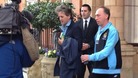 Mancini leaving the team hotel in London this morning