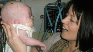 Emma Hargrave in hospital with Ewan