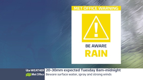 weather warning for Tuesday