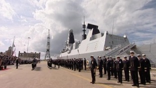 HMS Dragon and crew at Portsmouth