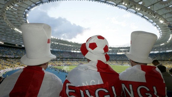 England fans watch their team play in Sweden