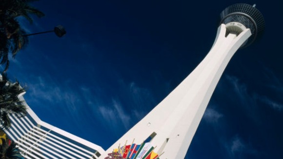The Stratosphere tower, hotel and casino soars above Las Vegas