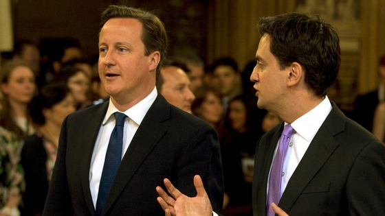 David Cameron and Ed Miliband attend the Queen's speech