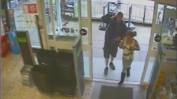 CCTV image of man and girl into shop