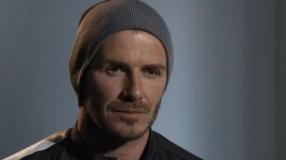 David Beckham speaking to ITV Football before PSG's match against Barcelona in April.